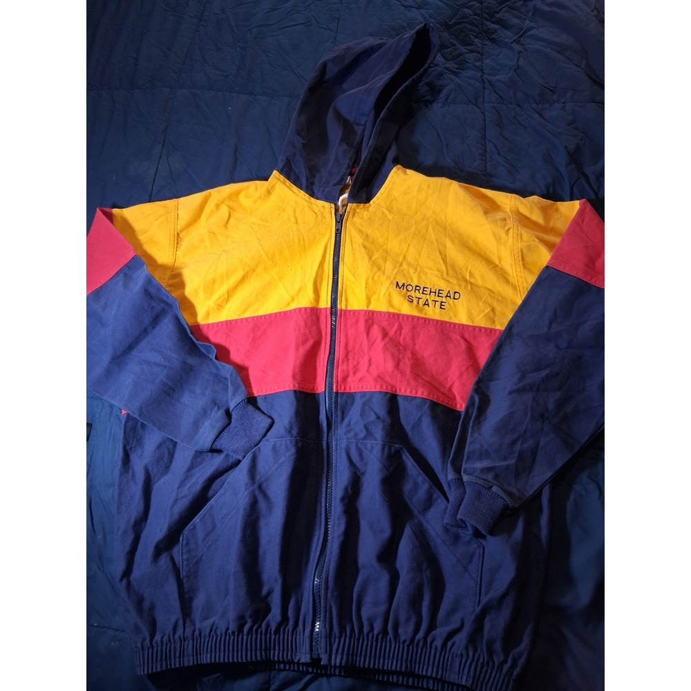 Vintage 90s Morehead State Full Zip Colorblock Jacket‎ Mens Large Barbarian